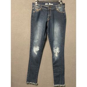 Fil‎ Jeans Women's Distressed Skinny Jeans Size 3 Blue Frayed Hem Stretch